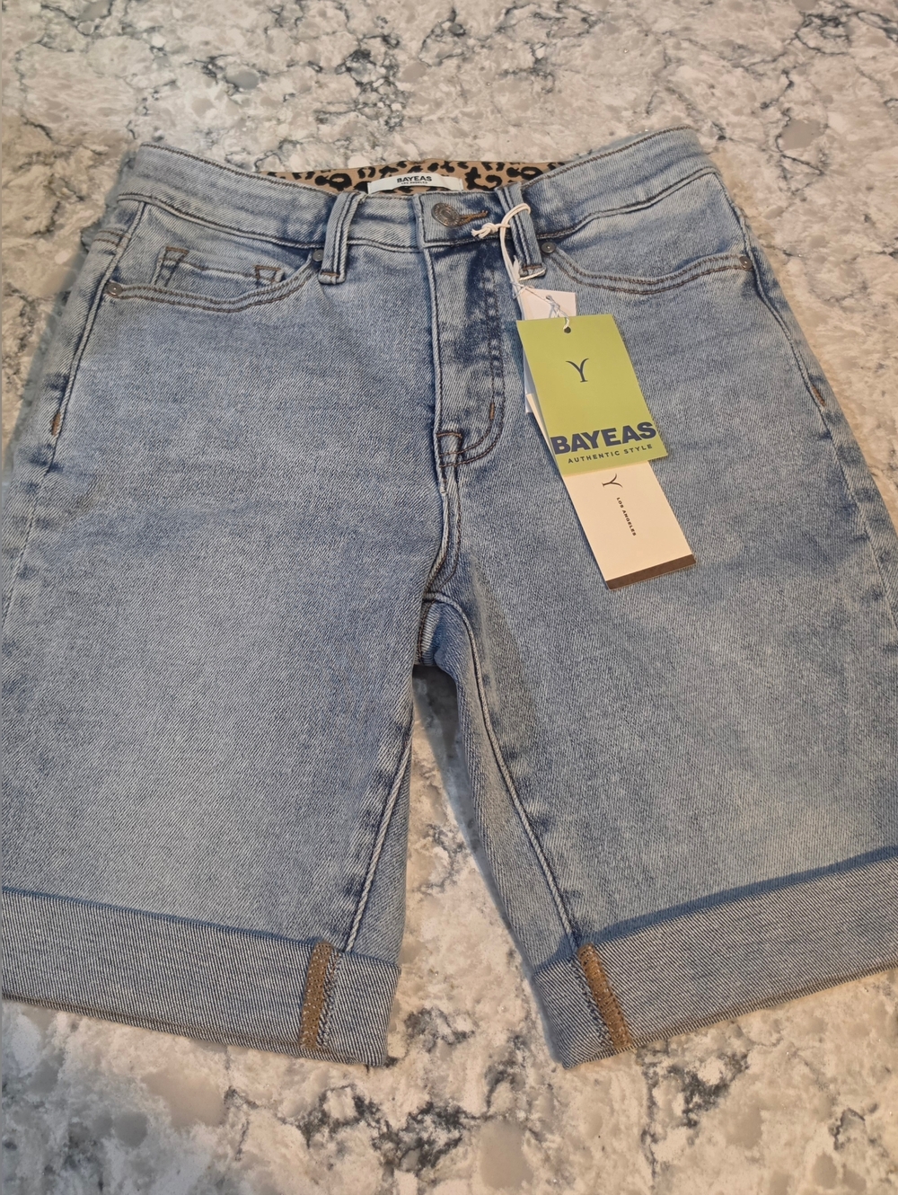 BAYEAS Light Wash Denim Bermuda Shorts